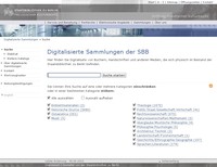 Startseite der Digitalisierten Sammlungen der SBB