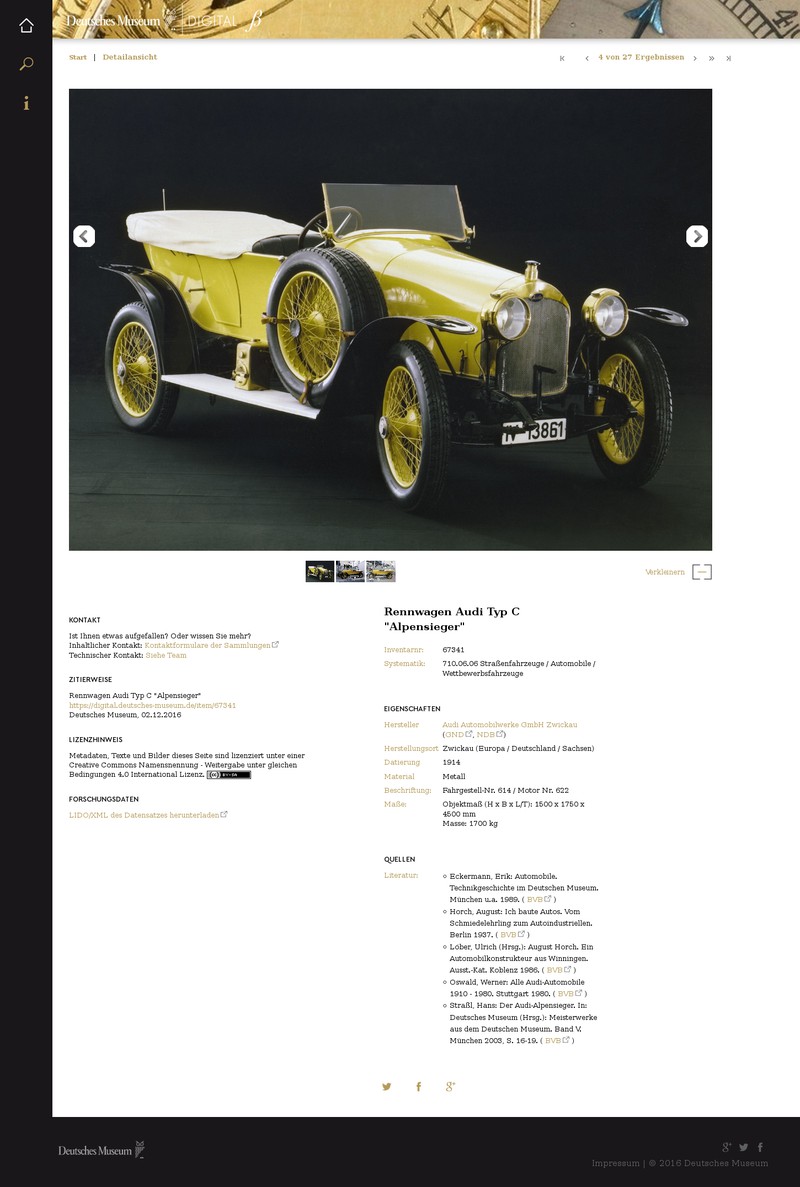 Audi Typ C „Alpensieger“ Baujahr 1914, eines der Meisterwerke des Deutschen Museums