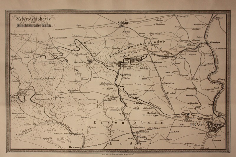 Karte der Buschtěhrader Eisenbahn